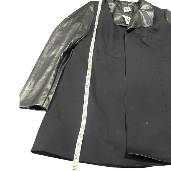 Anne Klein Black Blazer with Leather Sleeves - Picture 6 of 10